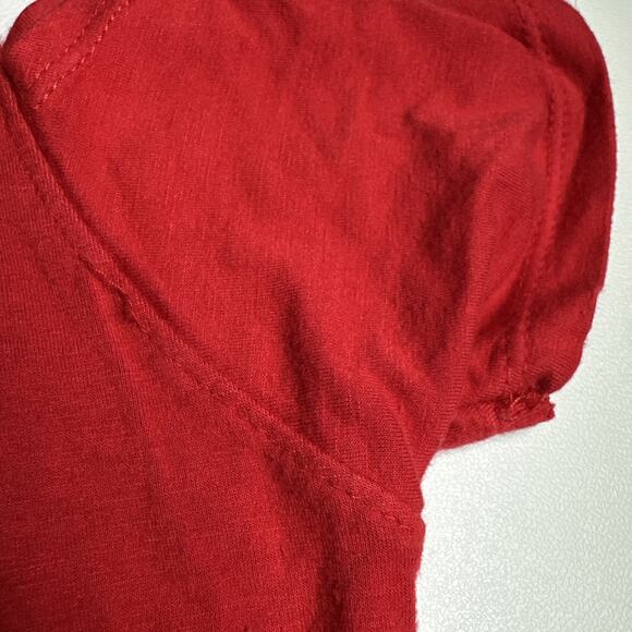 Red Cutout Shoulder Graphic Tee Y2K Streetwear Logo Print Top XS S READ FLAWS - Picture 9 of 12